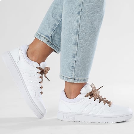 Adidas Sportswear - Baskets Femme Hoops 3 Low Classic GW0433 x SUPERLACED Lacets Léopard jaune